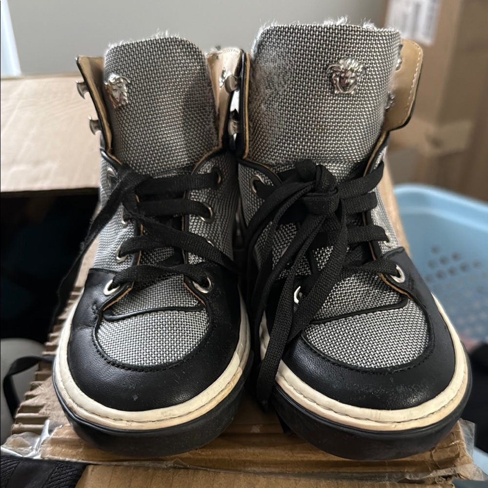 Black and Gray High-Top Sneakers